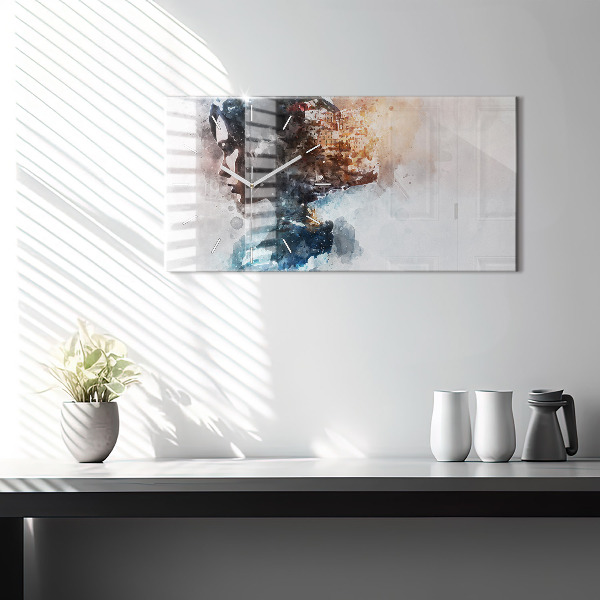 Horizontální hodiny na skle Minulost v zátylku