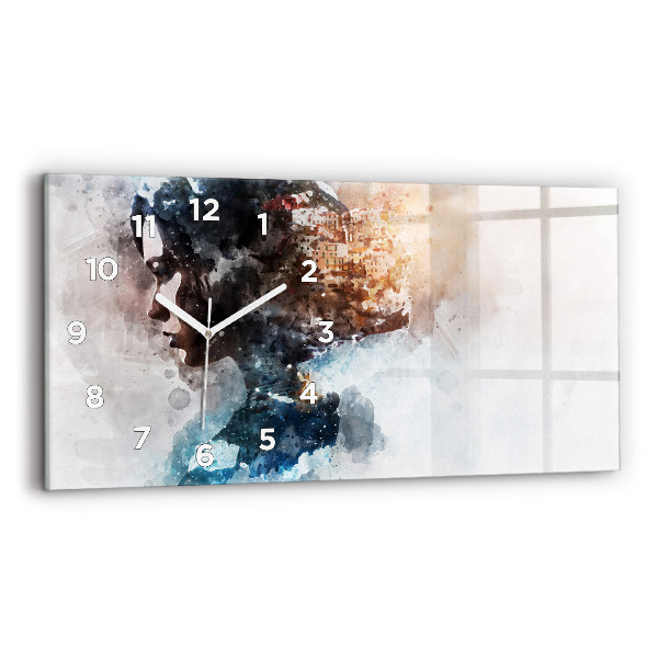 Horizontální hodiny na skle Minulost v zátylku