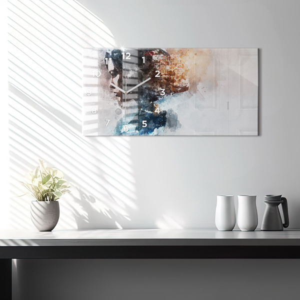 Horizontální hodiny na skle Minulost v zátylku