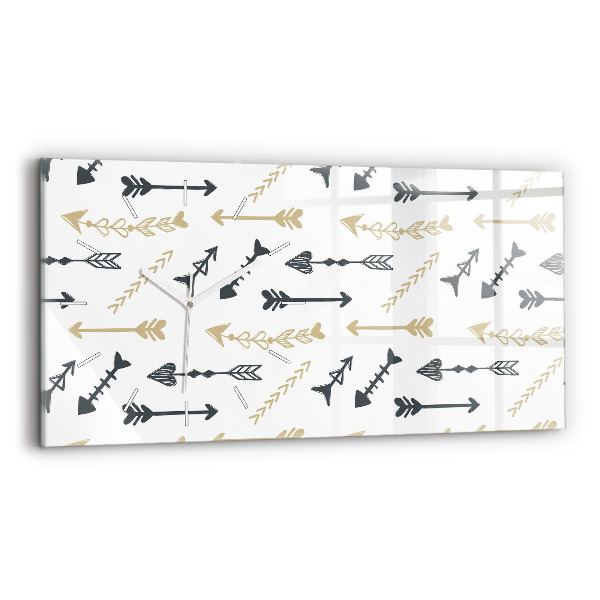 Horizontální hodiny na skle Geometrický hipsterský vzor