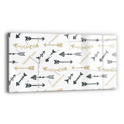 Horizontální hodiny na skle Geometrický hipsterský vzor