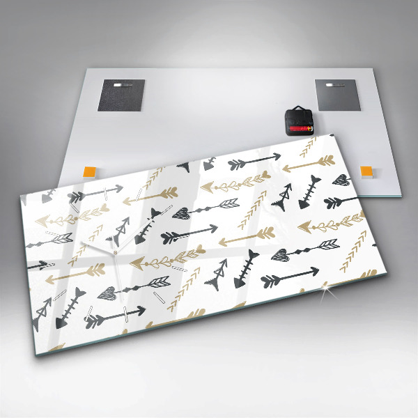 Horizontální hodiny na skle Geometrický hipsterský vzor