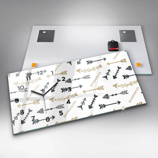 Horizontální hodiny na skle Geometrický hipsterský vzor