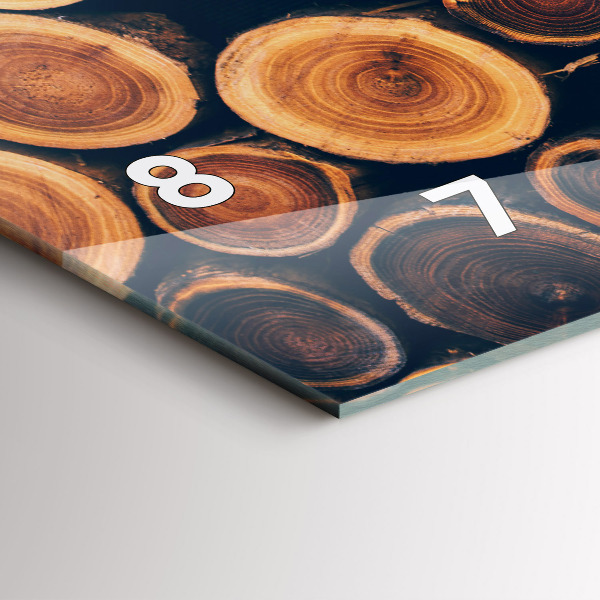 Horizontální hodiny na skle Dřevo