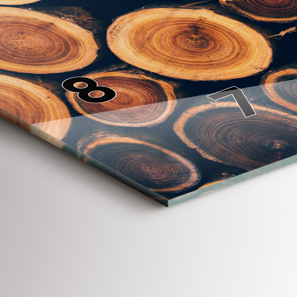 Horizontální hodiny na skle Dřevo