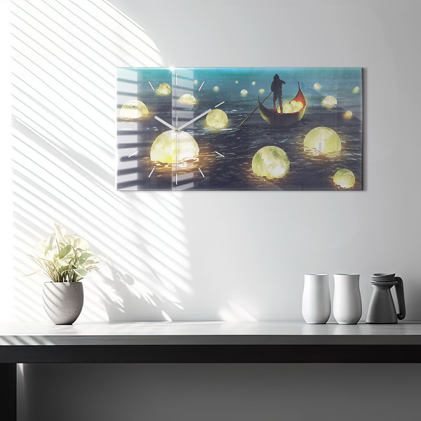 Horizontální hodiny na skle Abstrakce