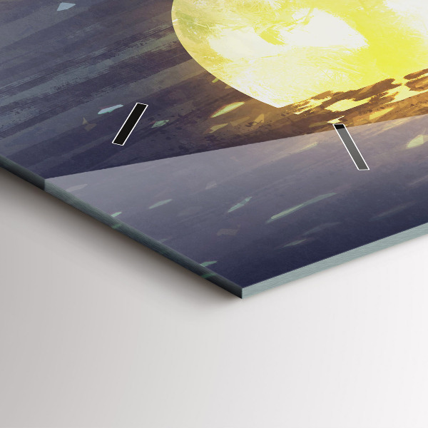 Horizontální hodiny na skle Abstrakce