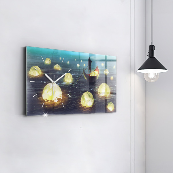 Horizontální hodiny na skle Abstrakce