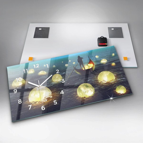 Horizontální hodiny na skle Abstrakce