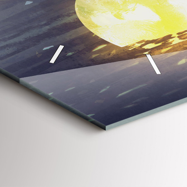 Horizontální hodiny na skle Abstrakce