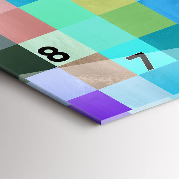 Horizontální hodiny na skle Kompozice čtverců