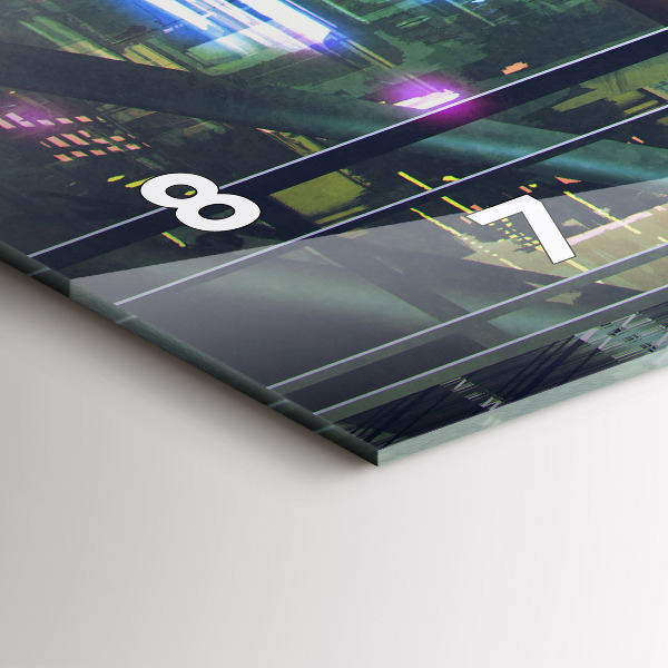 Horizontální hodiny na skle Kybernetický punk