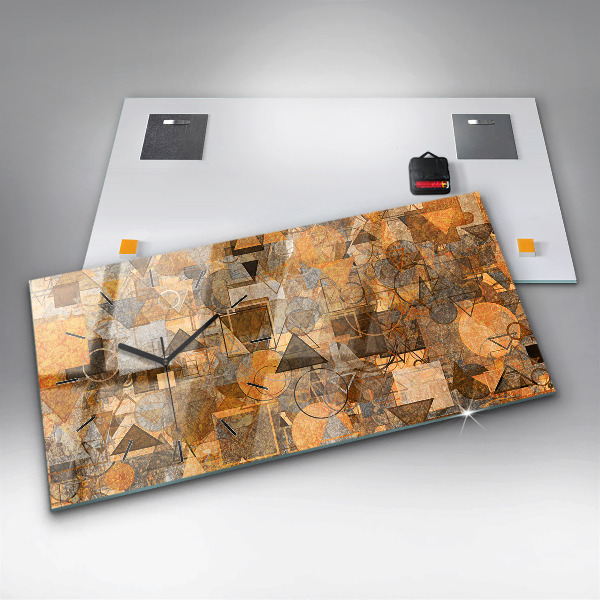 Horizontální hodiny na skle Geometrické tvary