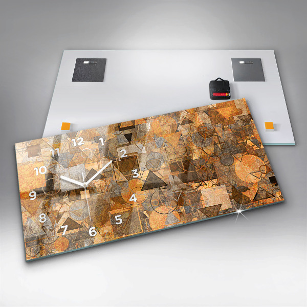 Horizontální hodiny na skle Geometrické tvary