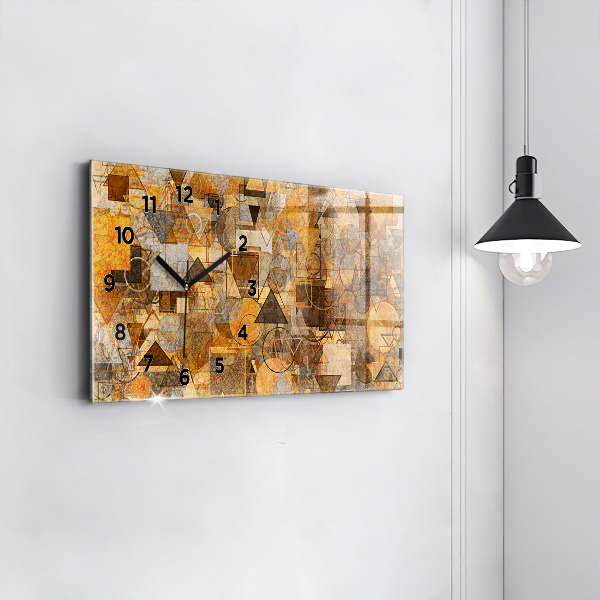 Horizontální hodiny na skle Geometrické tvary