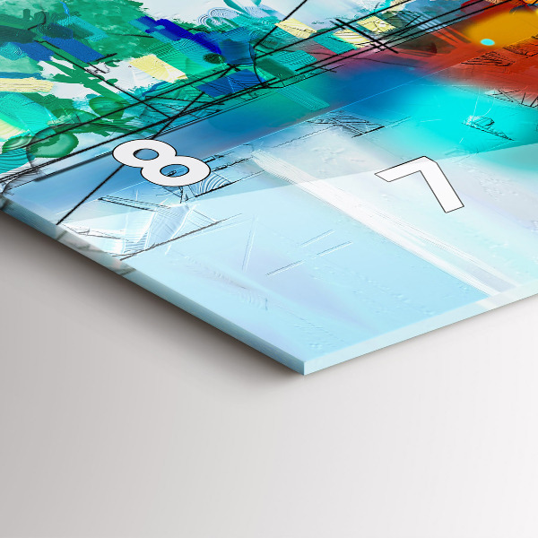 Horizontální hodiny na skle Abstraktní olejová krajina