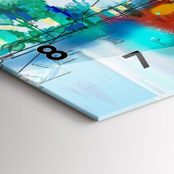 Horizontální hodiny na skle Abstraktní olejová krajina