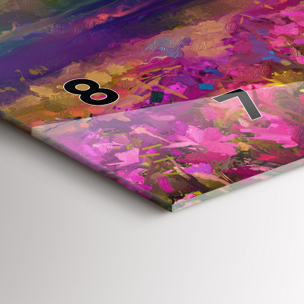 Horizontální hodiny na skle Louka při západu slunce