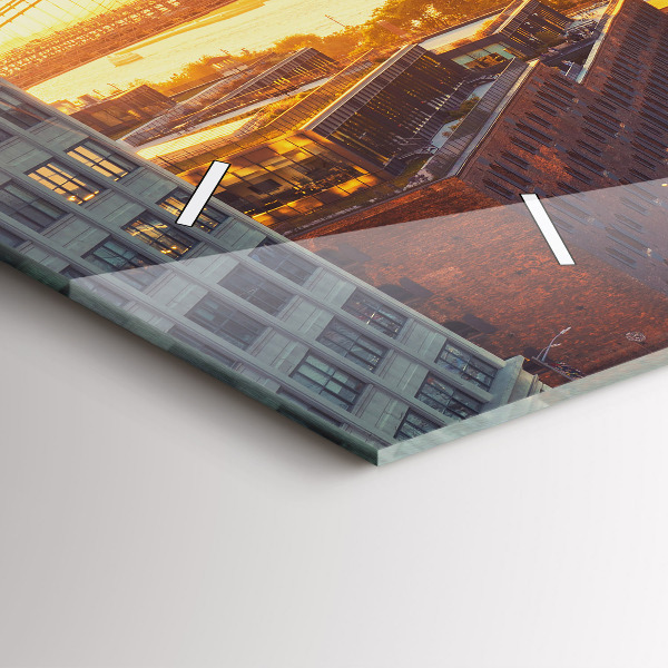 Horizontální hodiny na skle New York Manhattan