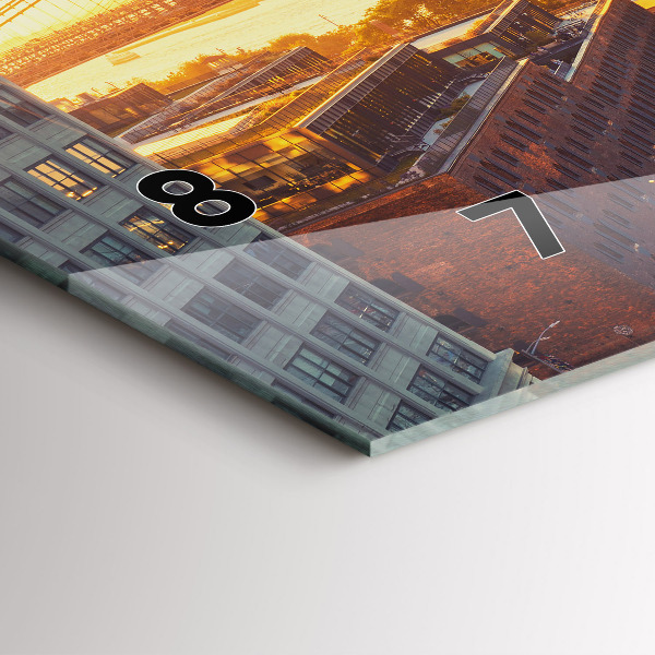 Horizontální hodiny na skle New York Manhattan