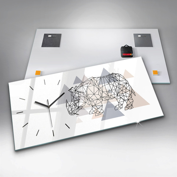 Horizontální skleněné hodiny na stěnu Geometrický vzor