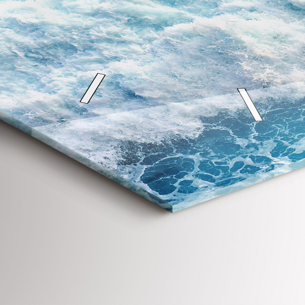 Horizontální skleněné hodiny na stěnu Vlny oceánu