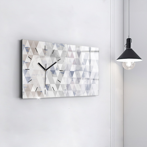Horizontální skleněné hodiny na stěnu Geometrický vzor