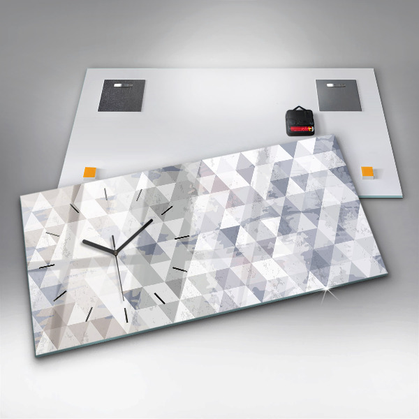 Horizontální skleněné hodiny na stěnu Geometrický vzor