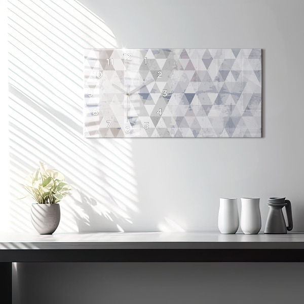Horizontální skleněné hodiny na stěnu Geometrický vzor