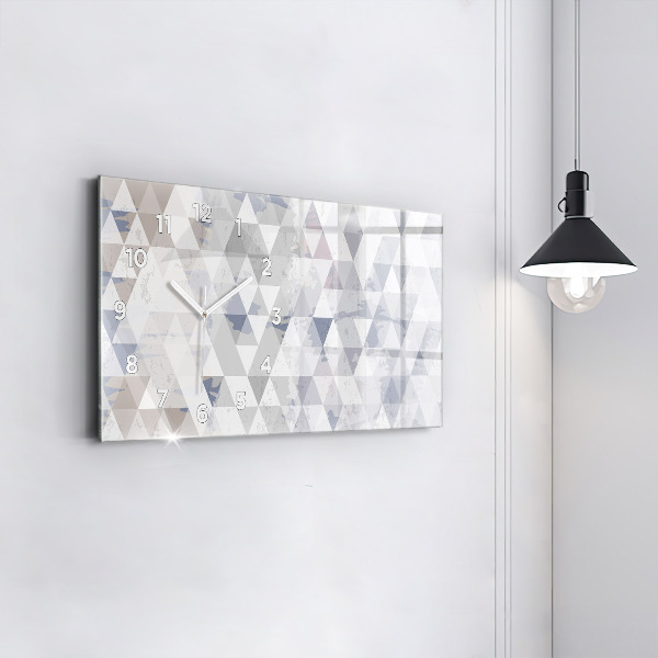 Horizontální skleněné hodiny na stěnu Geometrický vzor