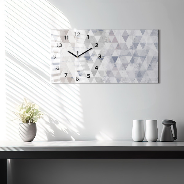 Horizontální skleněné hodiny na stěnu Geometrický vzor