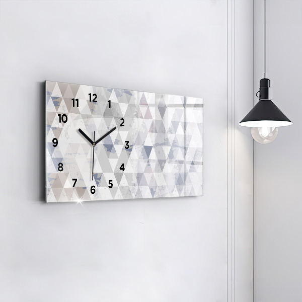 Horizontální skleněné hodiny na stěnu Geometrický vzor