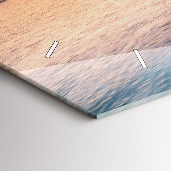 Horizontální skleněné hodiny na stěnu Západ slunce na Maledivách