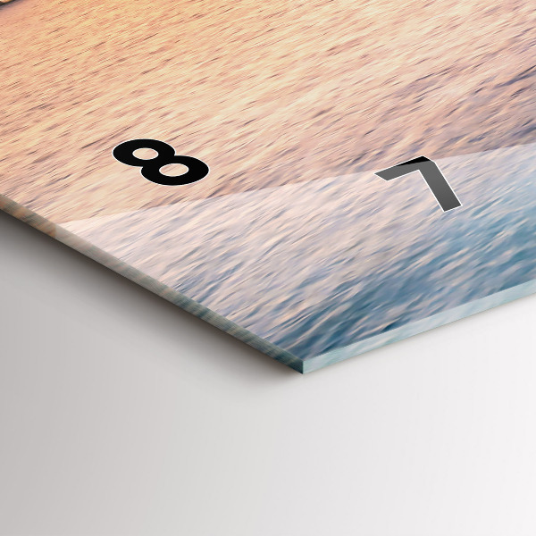 Horizontální skleněné hodiny na stěnu Západ slunce na Maledivách