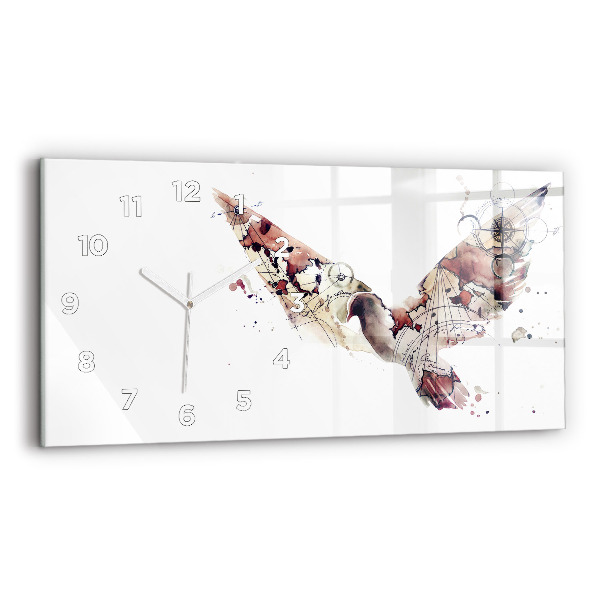 Horizontální skleněné hodiny na stěnu Abstraktní pohled