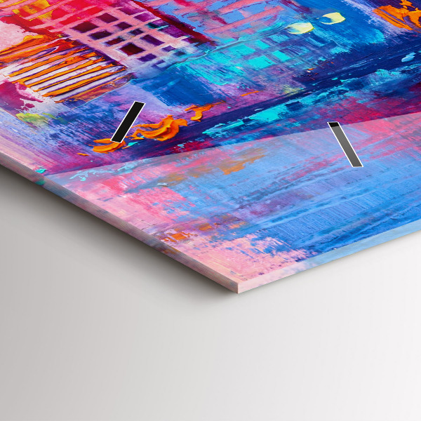 Horizontální skleněné hodiny na stěnu Abstraktní mrakodrapy