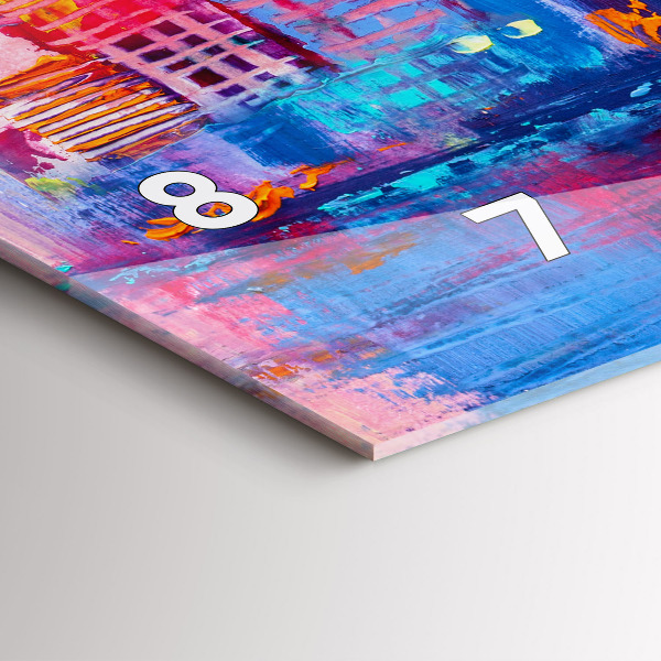 Horizontální skleněné hodiny na stěnu Abstraktní mrakodrapy