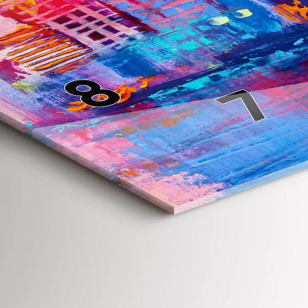 Horizontální skleněné hodiny na stěnu Abstraktní mrakodrapy