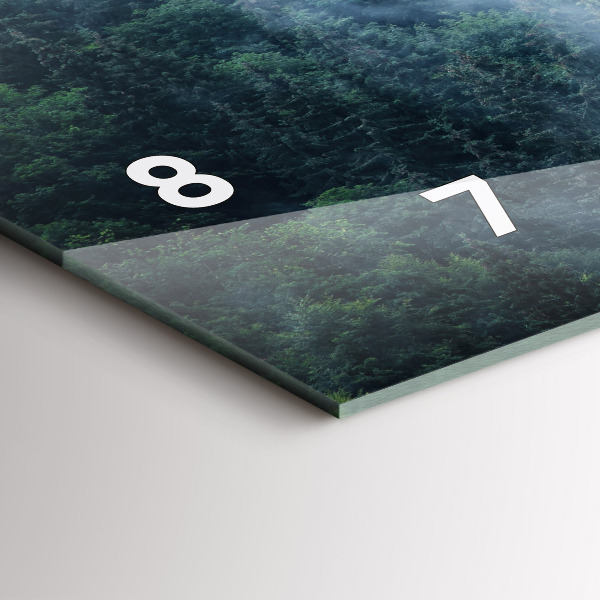 Horizontální skleněné hodiny na stěnu Mlhavá horská krajina