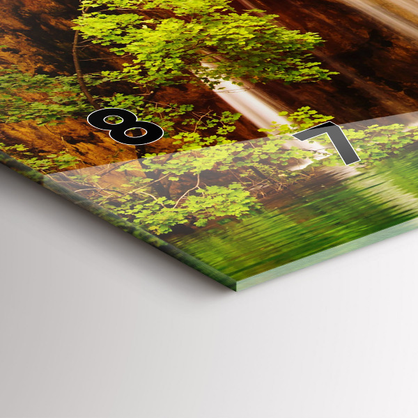 Horizontální skleněné hodiny na stěnu Pohled na vodopád