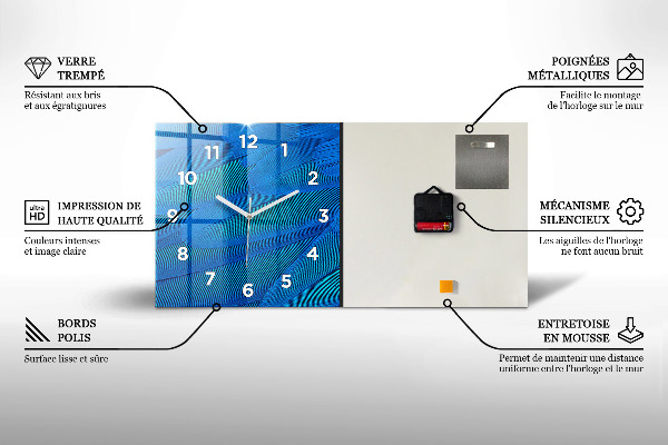 Horizontální hodiny na skle Mlžný les po ránu