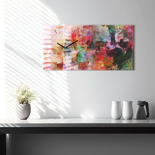 Horizontální hodiny na skle Abstraktní kompozice