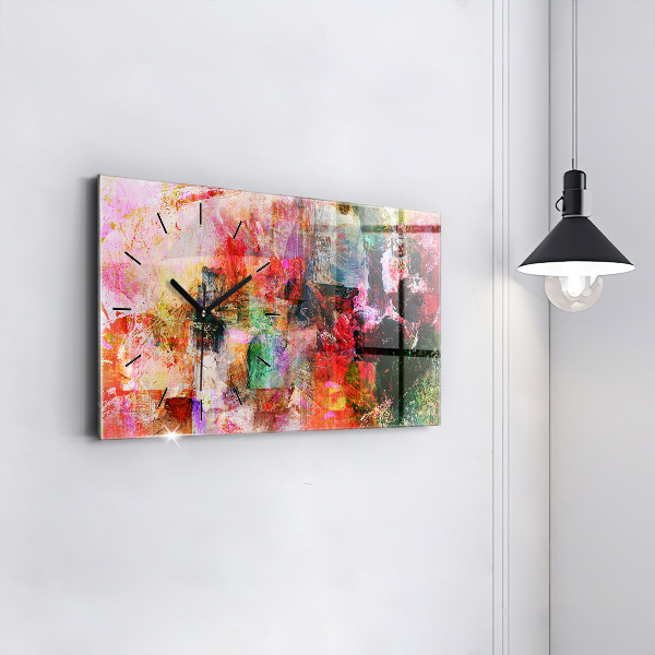 Horizontální hodiny na skle Abstraktní kompozice
