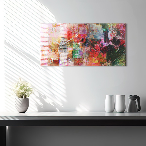 Horizontální hodiny na skle Abstraktní kompozice