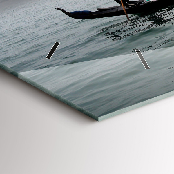 Horizontální hodiny na skle Benátky Gondola