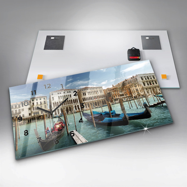 Horizontální hodiny na skle Gondoly Benátky Itálie