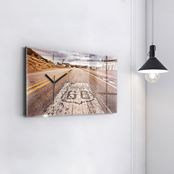 Horizontální hodiny na skle Silnice Route 66 USA