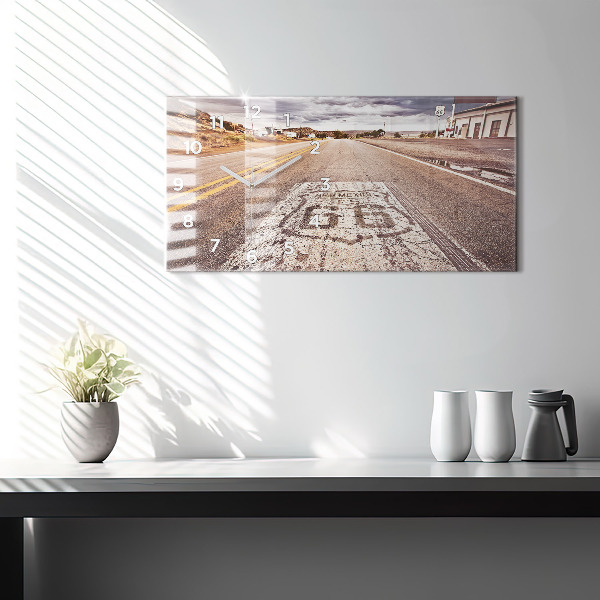 Horizontální hodiny na skle Silnice Route 66 USA