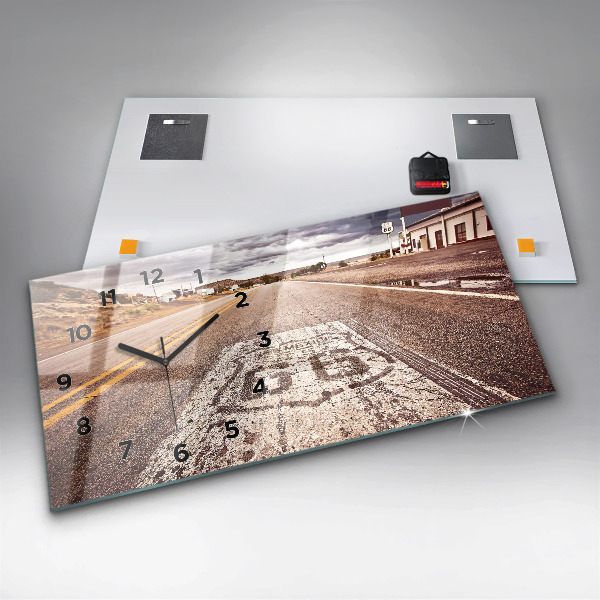 Horizontální hodiny na skle Silnice Route 66 USA