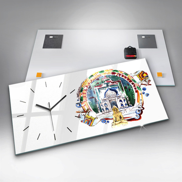 Horizontální hodiny na skle Malba Buddhy v chrámu